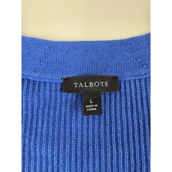 Talbots Womens Ombre Cardigan Sweater Large Blue Vneck Classic Preppy Spring - Picture 3 of 9
